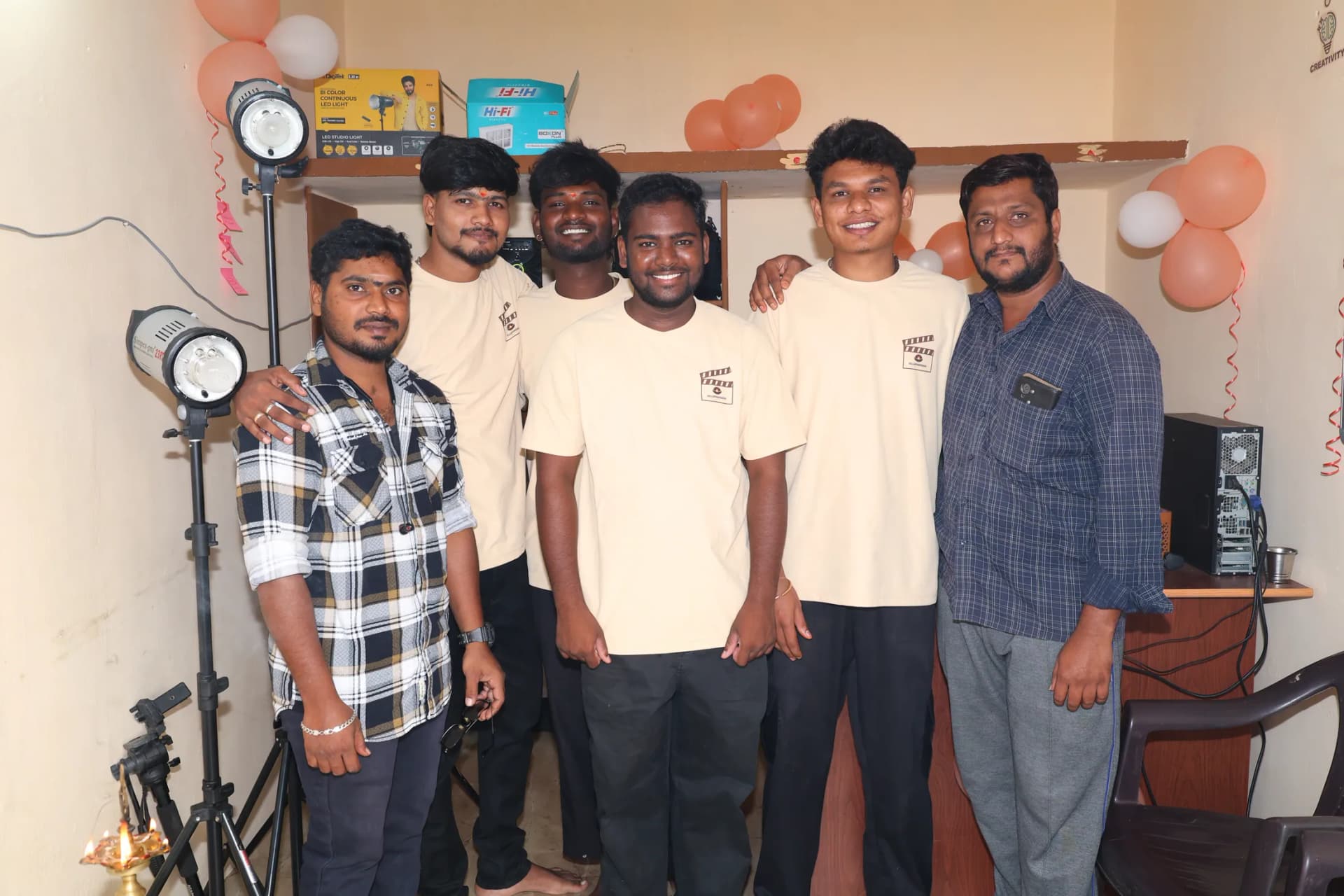 The Vellappaniyaram Digital team on set with studio lighting